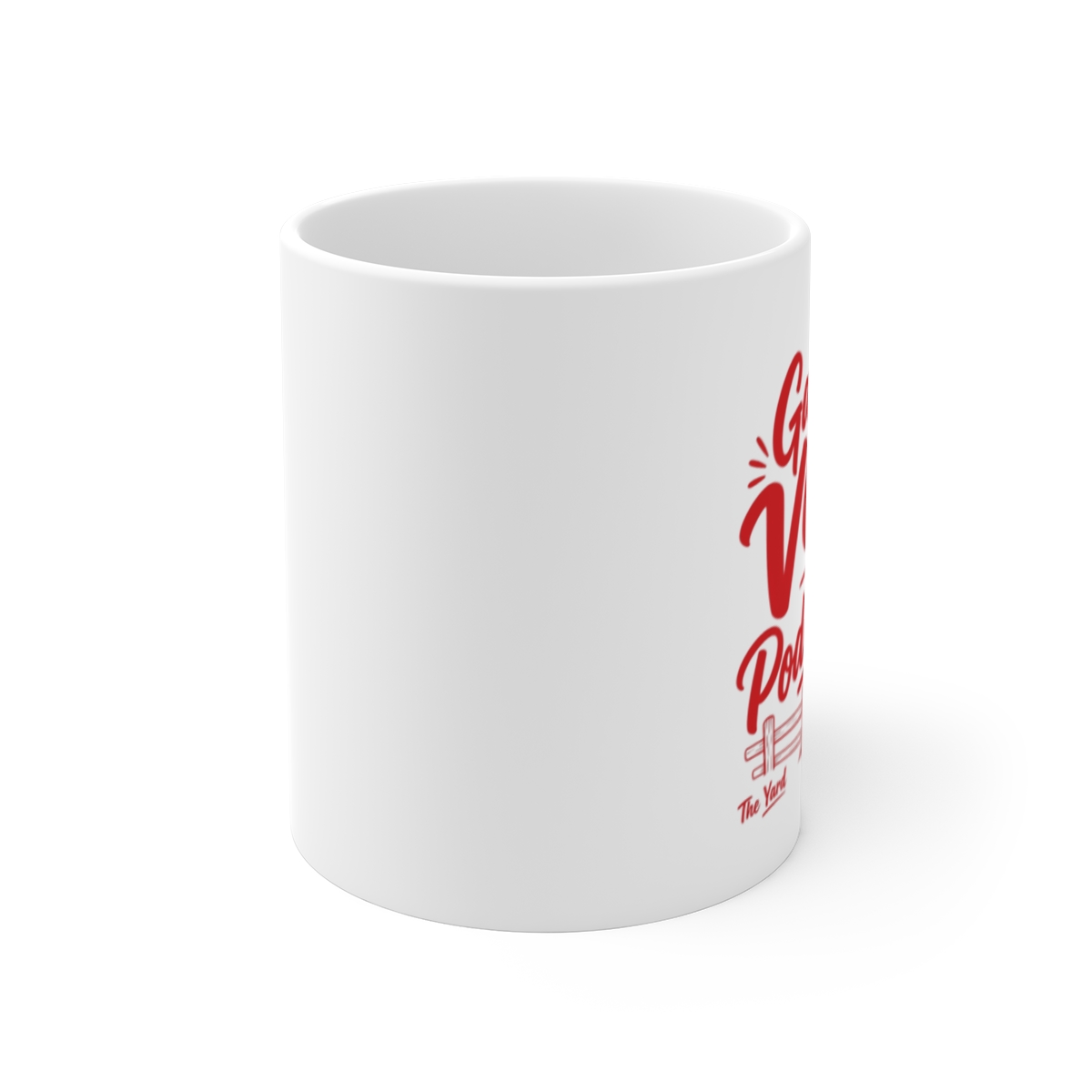 The Yard "Gaping Void of Podcasters" White Mug - alternate angle 1, merchandise